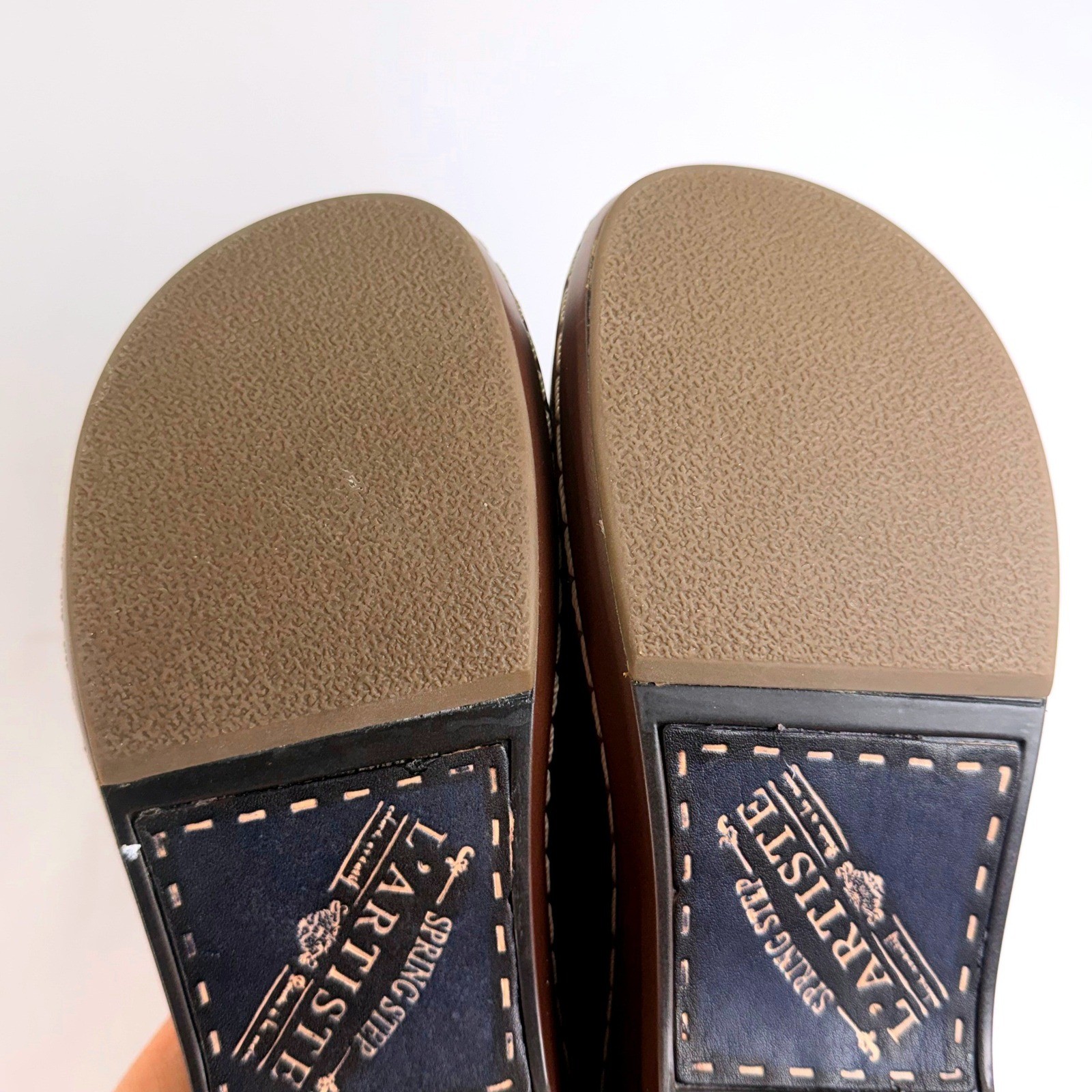 Spring Step L’Artiste Burbank Clogs Womens 37/6.5-7 Blue Floral Leather Slip On