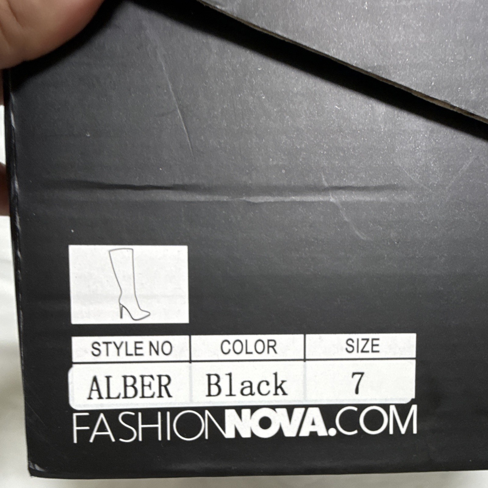 Fashion Nova Women’s Black Patent Leather Pointed Toe Zip Mid-Calf Bootie 7