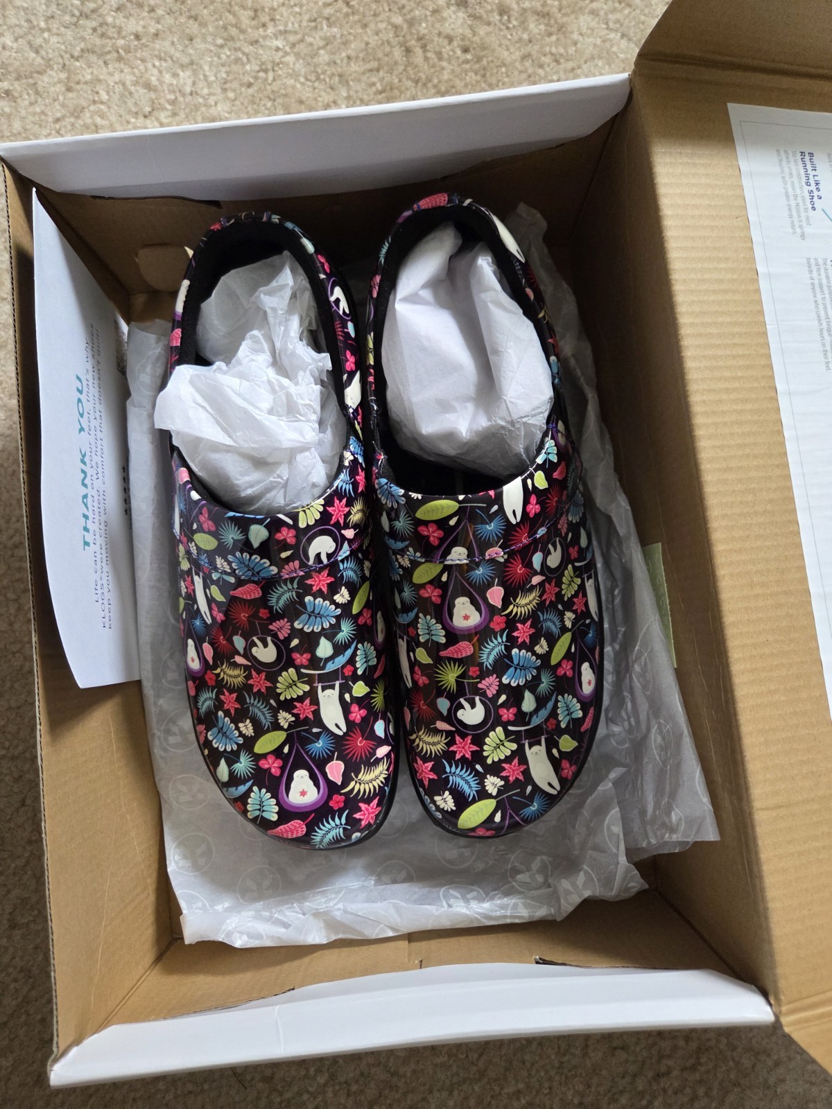 KLOGS Women’s Mission Sloth Print Slip Resistant Clogs Comfort Shoes