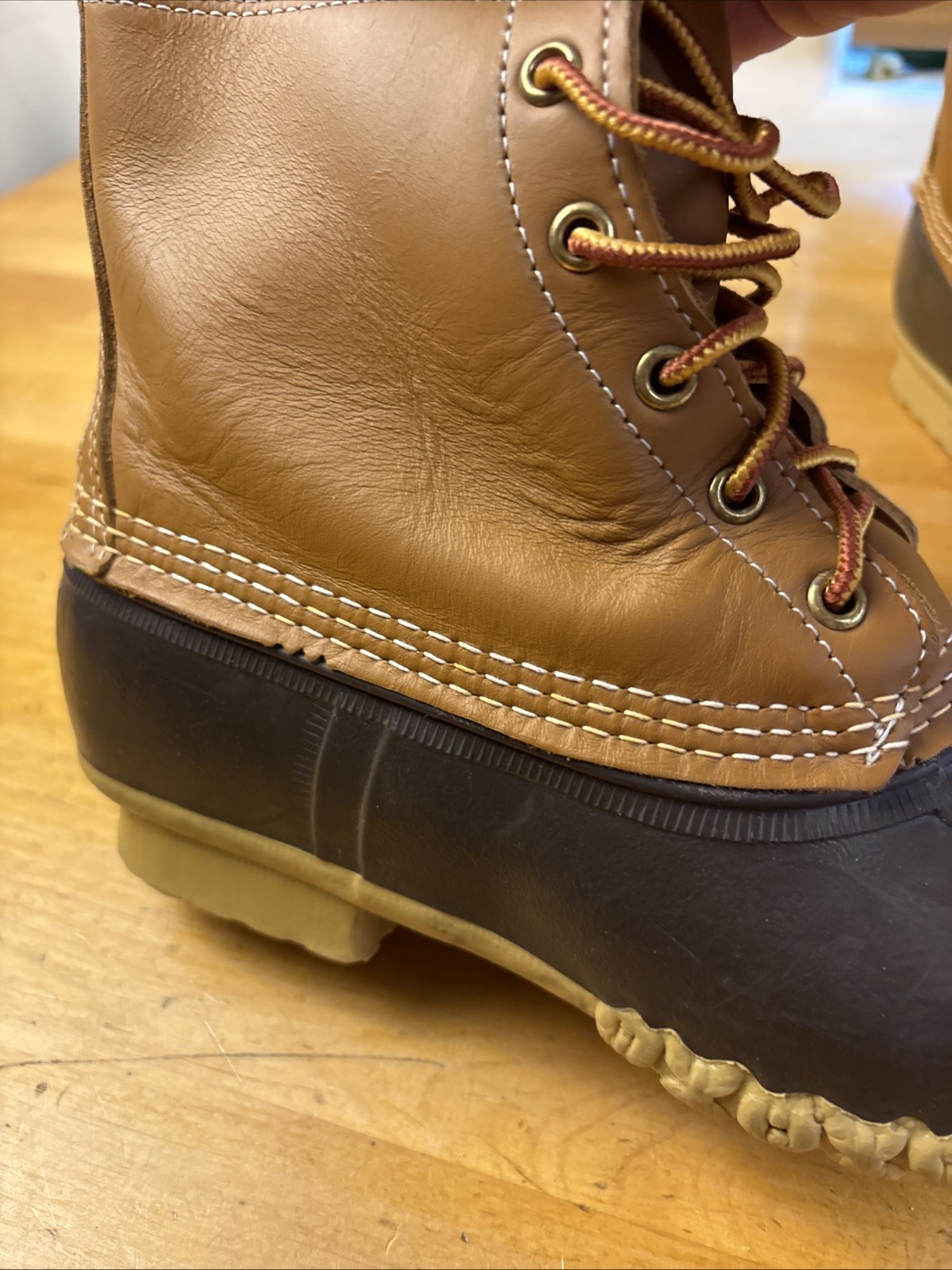 LL Bean Women’s Brown Leather 8″ Lace Up Unlined Ankle Duck Boots Size 10 M