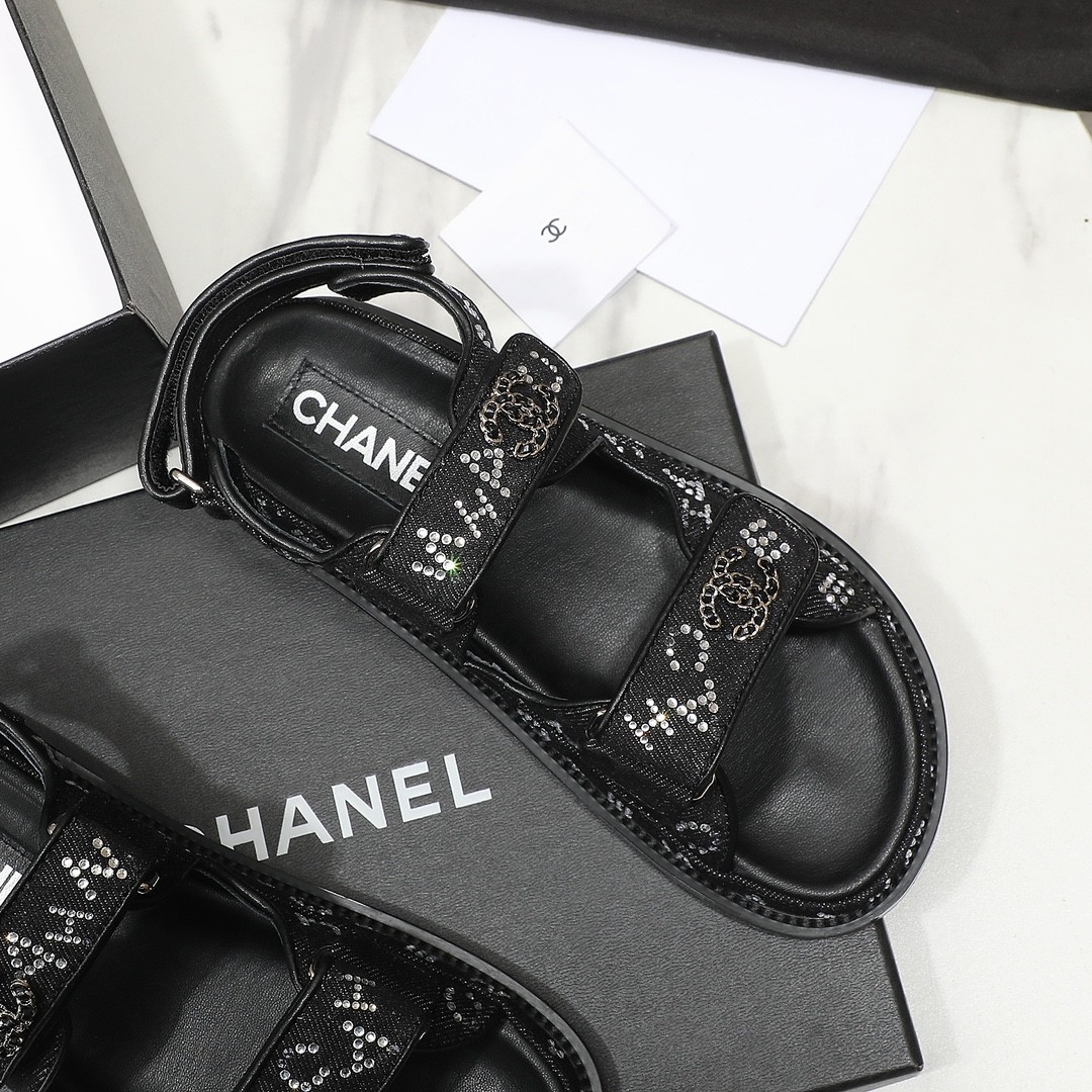 Chanel Dad Sandals Tweed Fabric – 36
