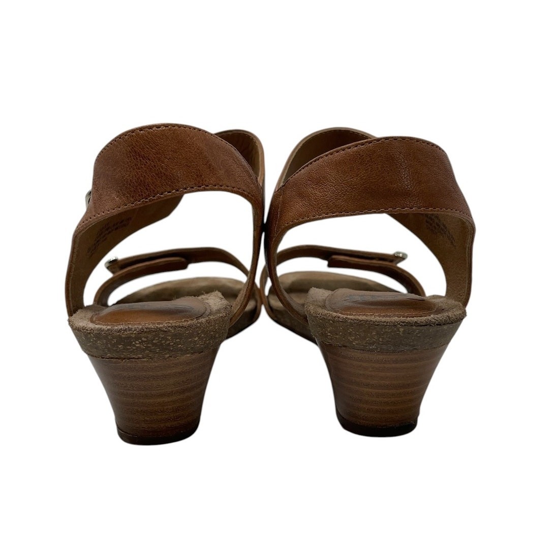 Sofft Verdi II Adjustable Leather Wedge Sandals Size 9M Boho Chic Coastal Casual