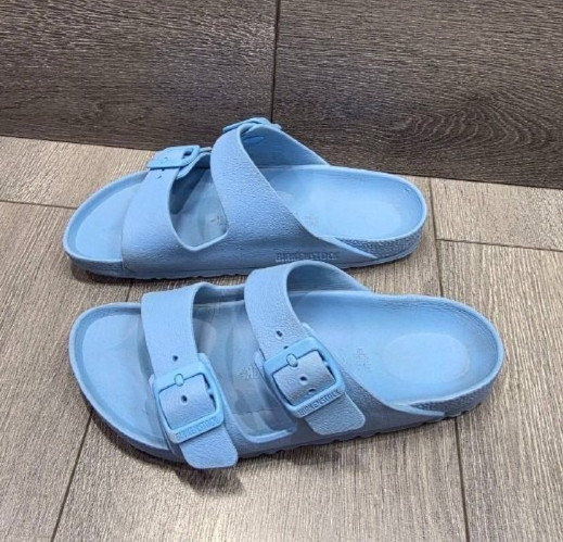 Birkenstock Arizona Stealth Buckle flat slippers Dusty Blue sz 7 S000766