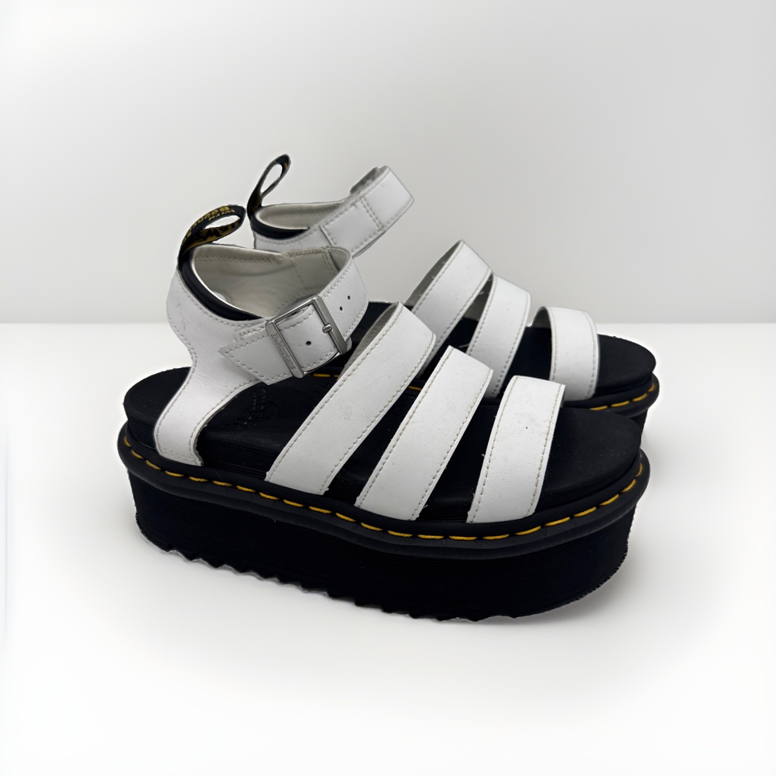 Dr. Martens Blaire Quad Leather Strap Platform Sandals Womens 7 White