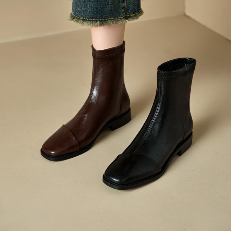Women’s Faux Leather Square Toe Ankle Boots Casual Party Dress Office Work Shoes