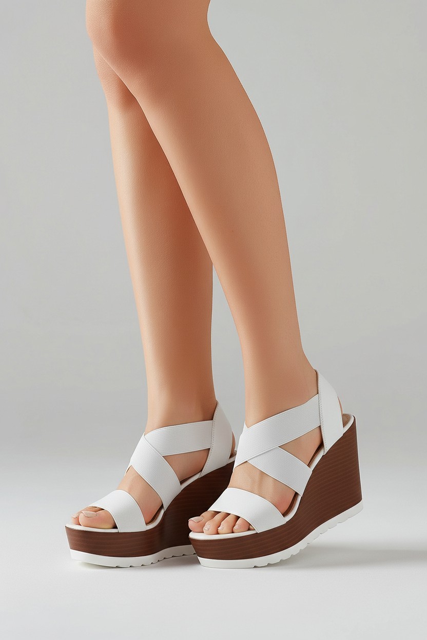 Steve Madden White Blondy Wedge Summer Sexy Feminine Sandals Womens Size 8/ 8.5
