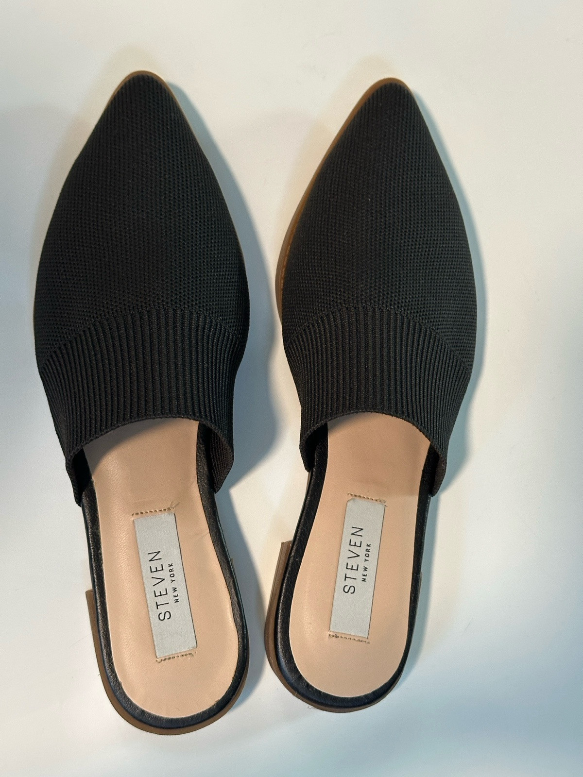 STEVEN New York Slip On Mule Sz 7.5 Black Knit Pointed Toe Flats