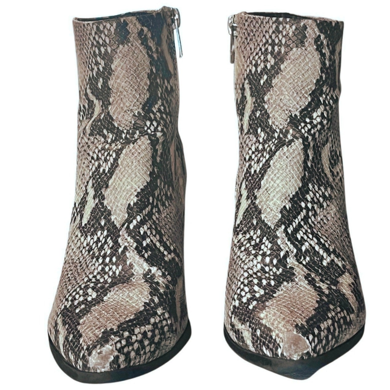 Madden Girl Snake Print Ankle Boots 7.5M Block Heel Zip Western Mobwife Style