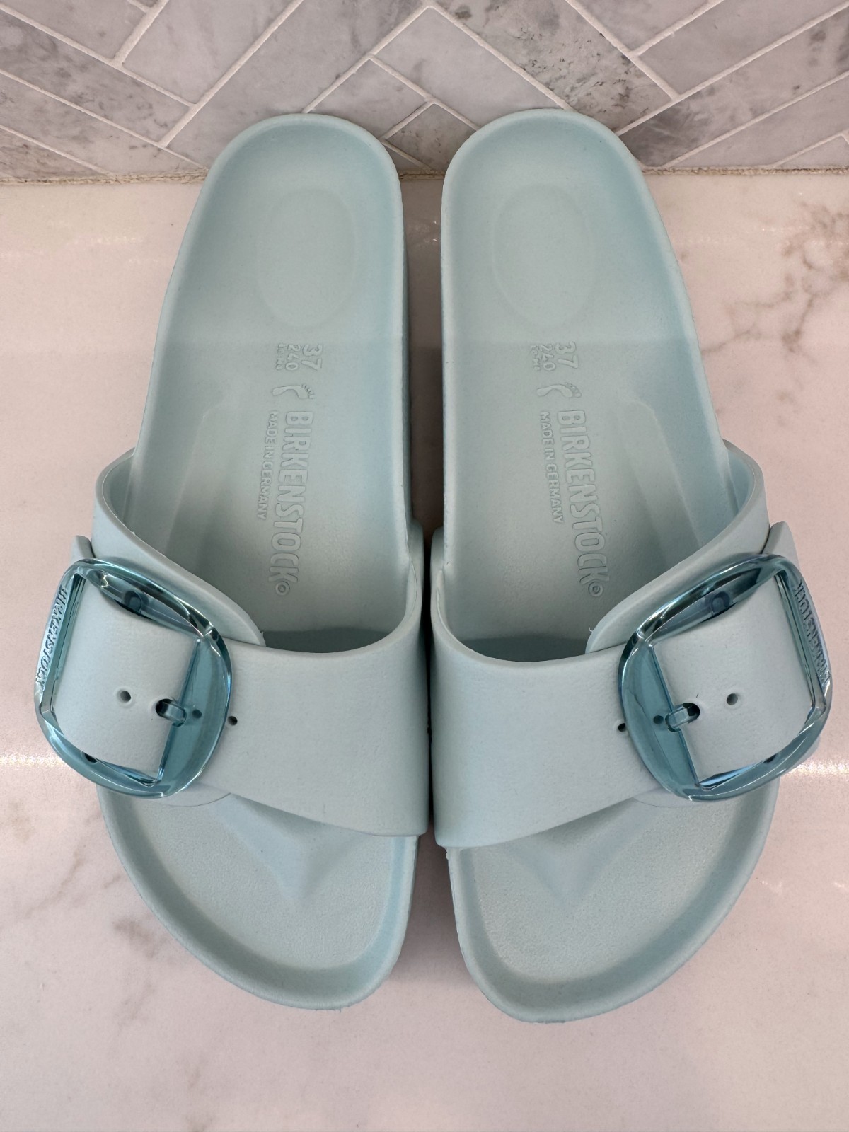 Birkenstock Madrid Big Buckle EVA Essentials Sandals Womens Size 6 37 Surf Green