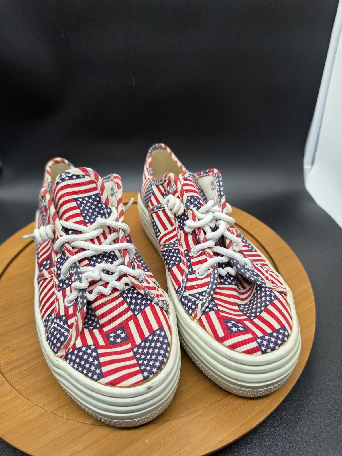Vintage Bee Fly Womens Size 9 Duke-01 Stars & Stripes Flag Platform Sneaker