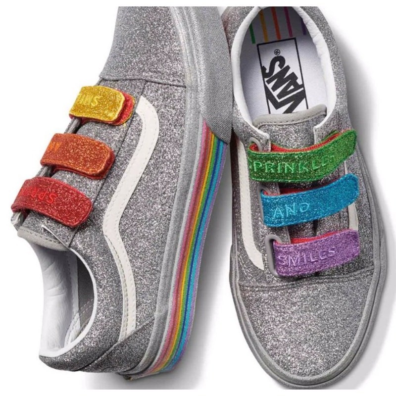 Vans Old Skool V’ Flour Shop Rainbow Glitter Men’s Sz 8 Women’s Sz 9.5