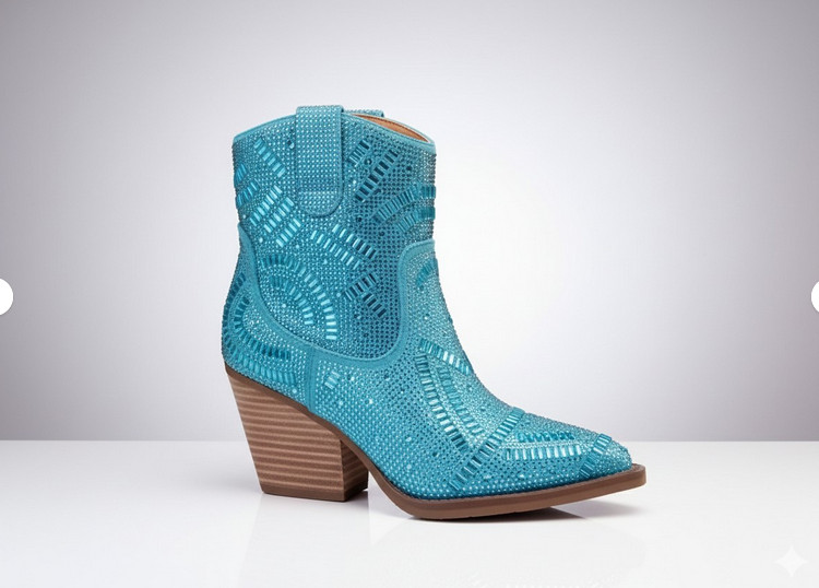 Very G Women’s Blinging Maze Turquoise Bootie Select Size!