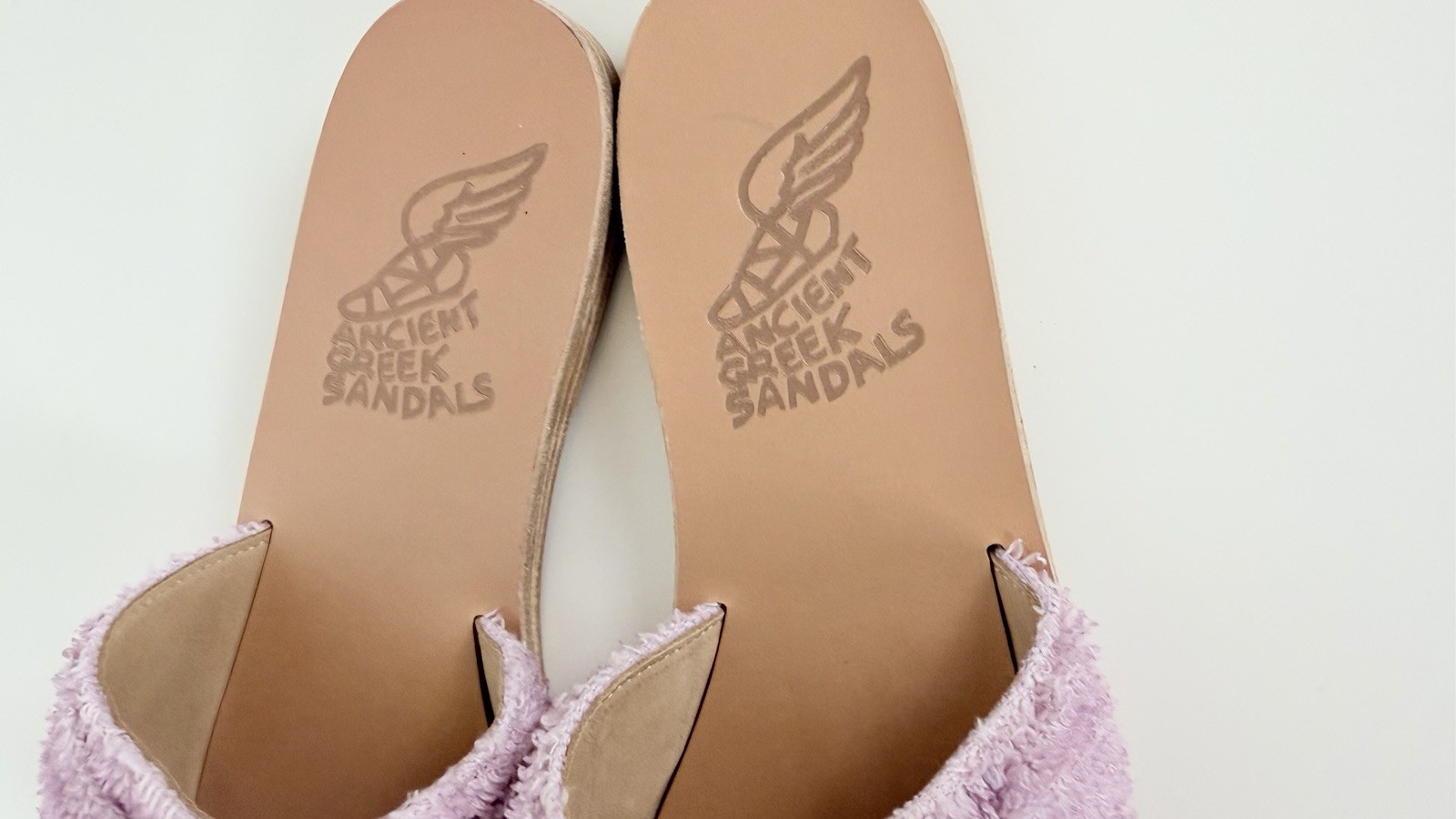 Ancient Greek Sandals Purple Terry Cloth Bow Slide Sandals NWOB Dust Bag EU 37