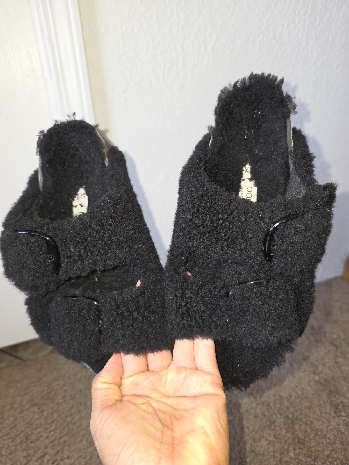 Birkenstock Papillio Arizona Teddy Shearling Fur Platform Sandals Black