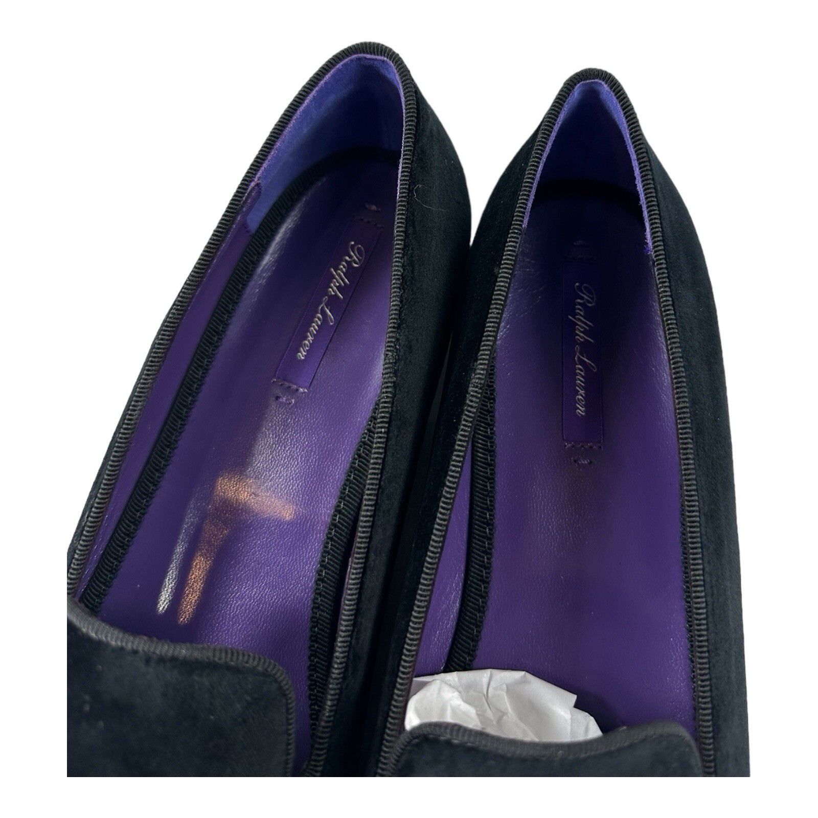Ralph Lauren Purple Label Alonzo Deco Velvet Black Loafer Size Womens 40.5B NIB