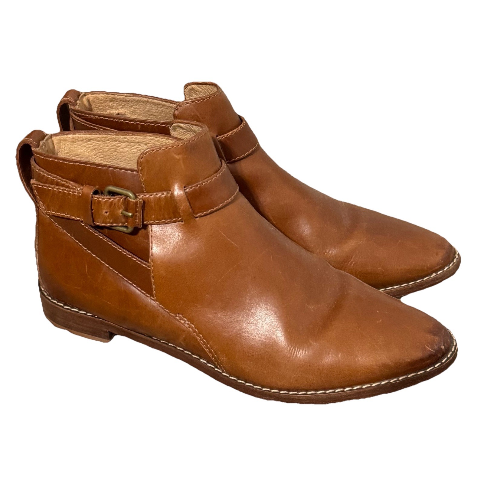 Madewell The Hollis Leather Ankle Boots Size 7 M Brown Equestrian English Saddle