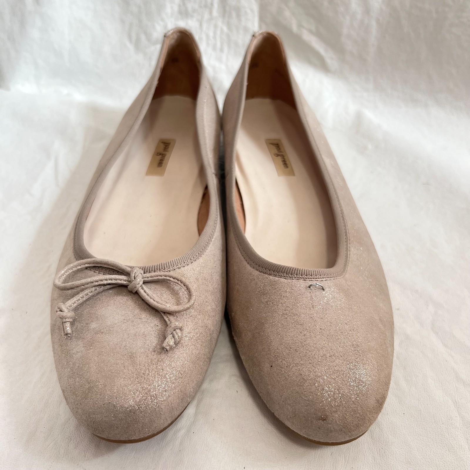 Paul Green Ballet Flats Ursula beige Cashmere Suede Metallic UK 6.5 US 9 shoes