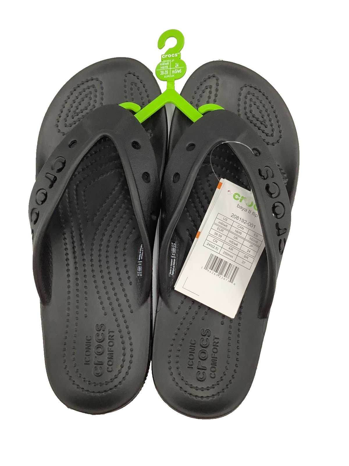 Crocs Adult Women’s Baya II Flip Flops Sandal Black Womens/Mens 6 NEW
