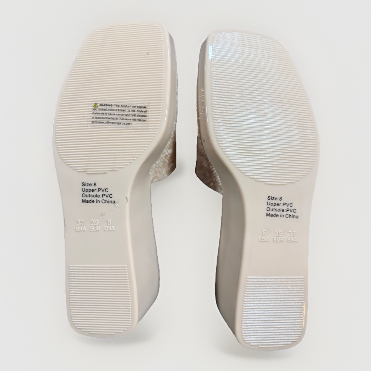 Olivia Miller Rhinestone Platform Slide Sandals Nude Blush Size 8 Sparkle