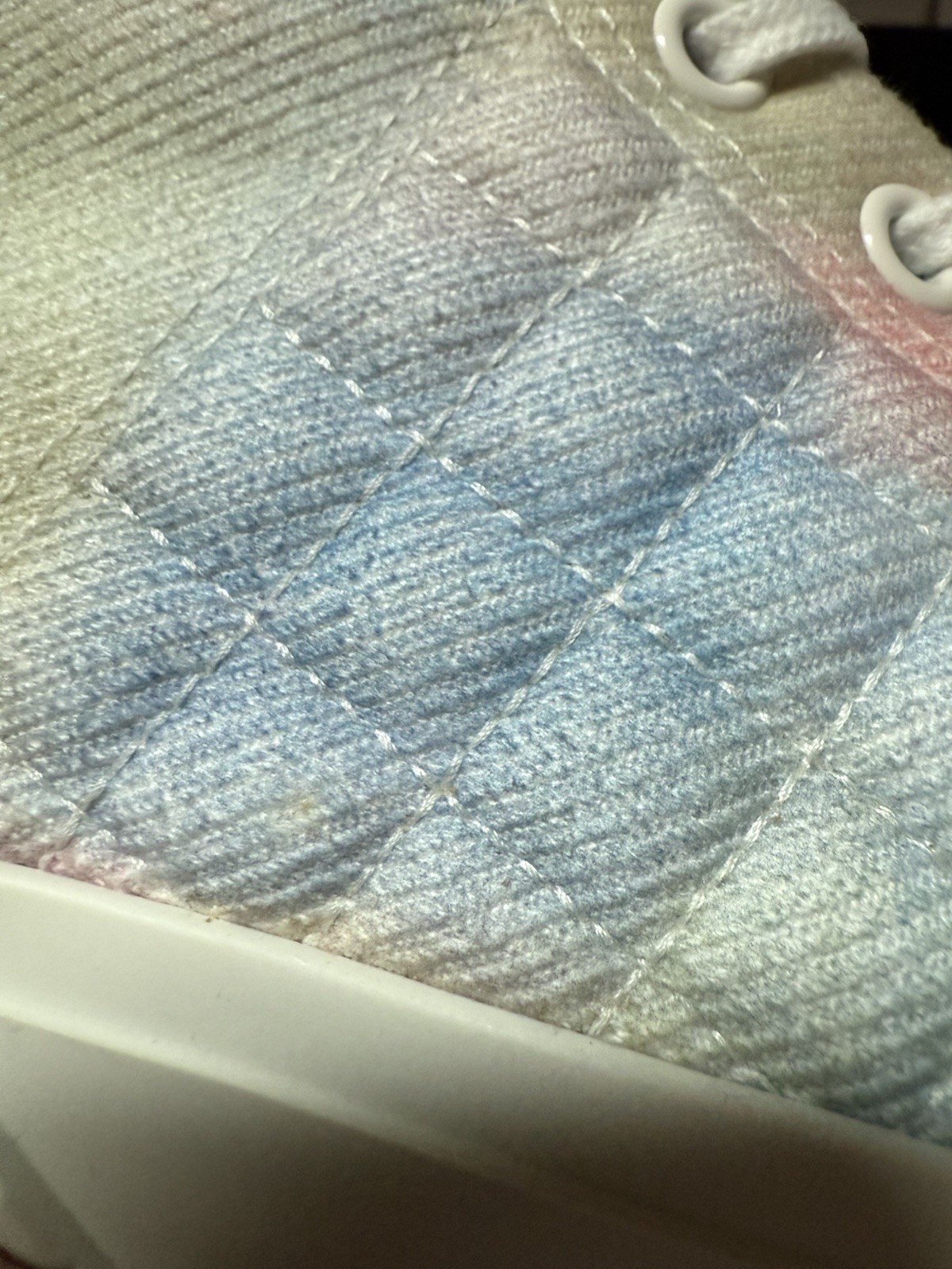 CHANEL Printed Fabric Quilted High Top Sneakers Green Pink Blue Sz 39 / 9