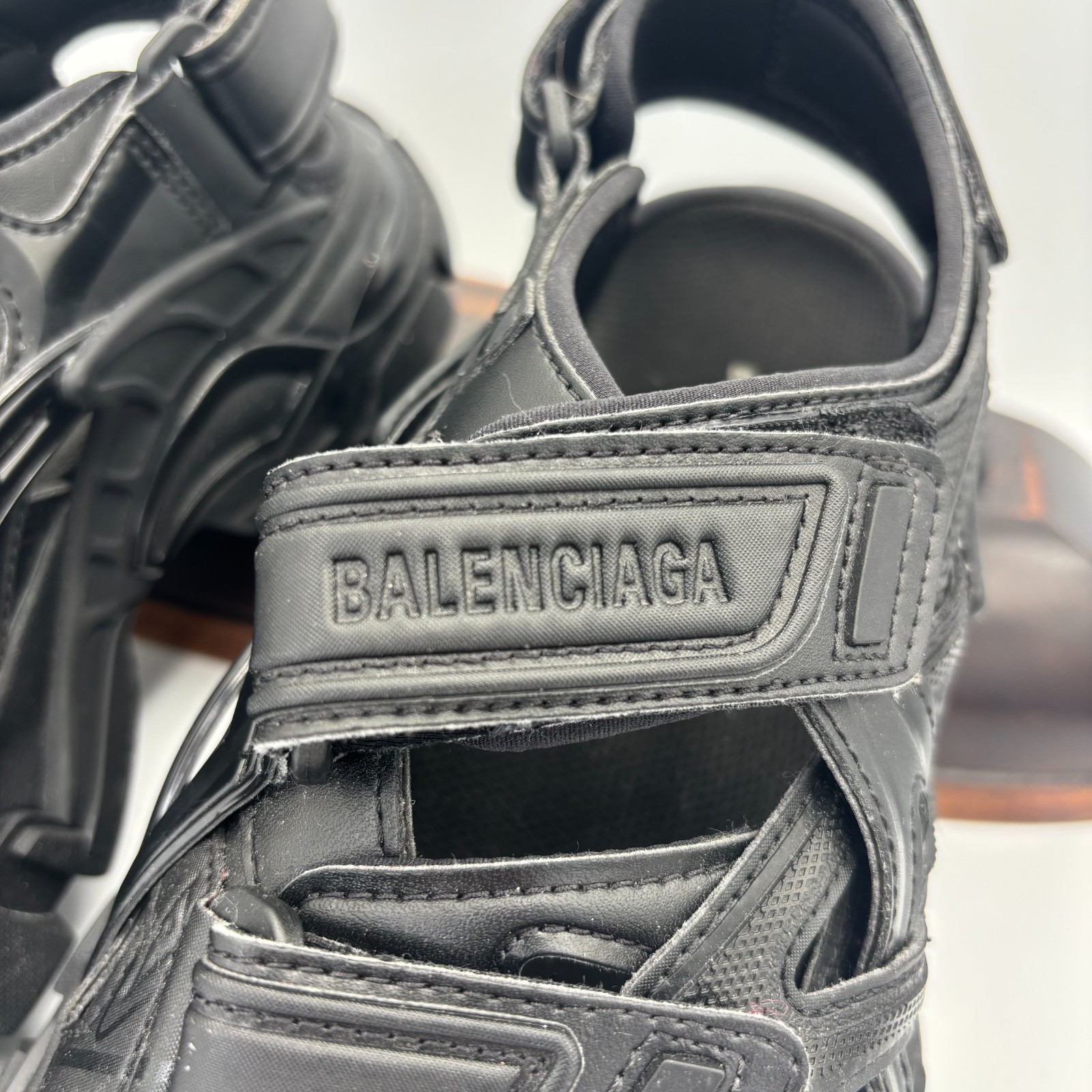 Balenciaga Track Sandals Black Size 37 EU 7 US Women 617543 Lightly Worn Authent