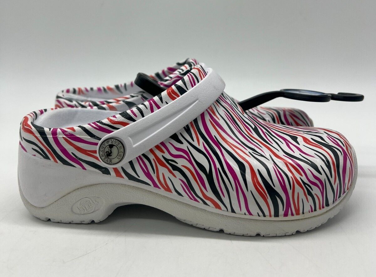 Anywear SR Angel Nursing Shoes Women Size 5 Men Sz 3 Pink Red Geometric Print