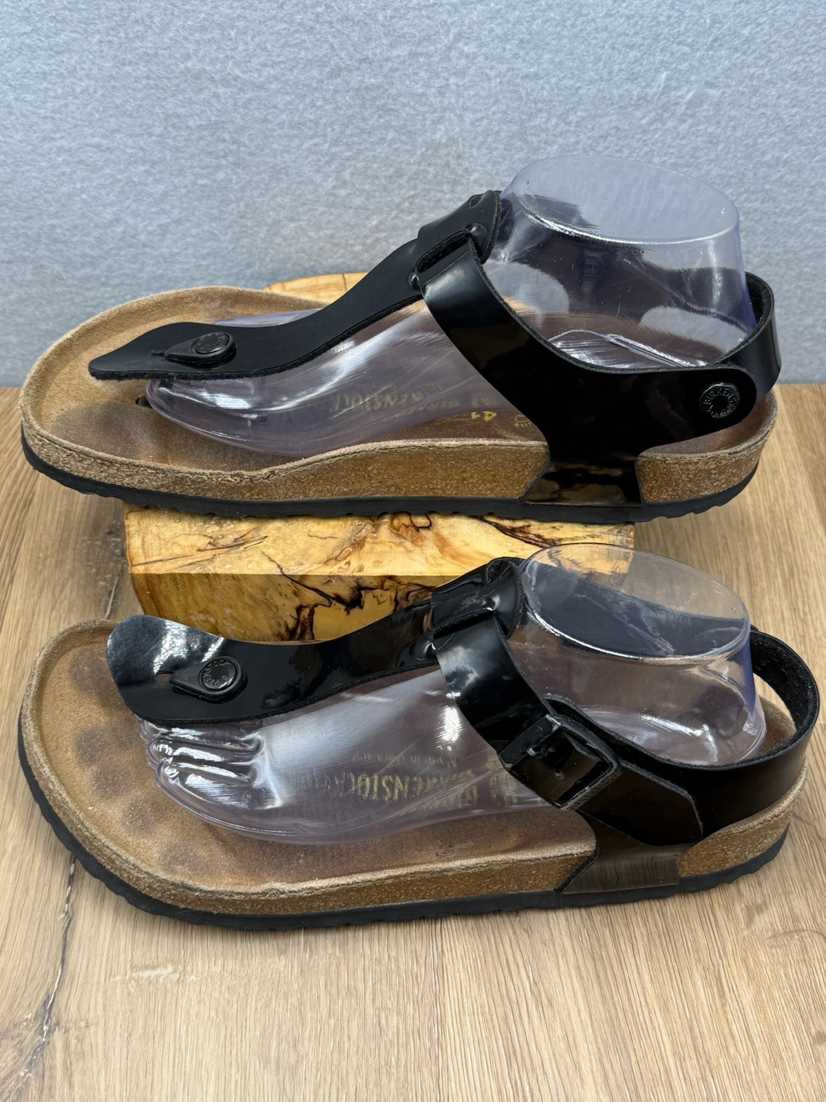 BIRKENSTOCK KAIRO BLACK PATENT LEATHER REGULAR/WIDE WIDTH LEATHER SANDALS SZ 41