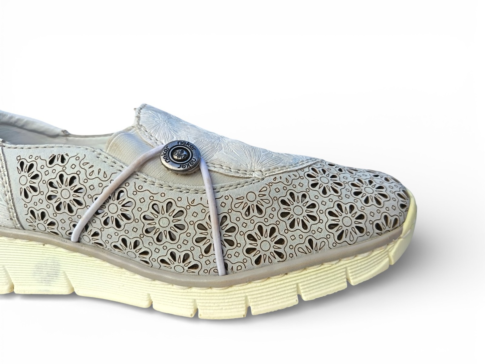 Rieker Womens White Leather Comfort Slip On Walking Shoes EU 38
