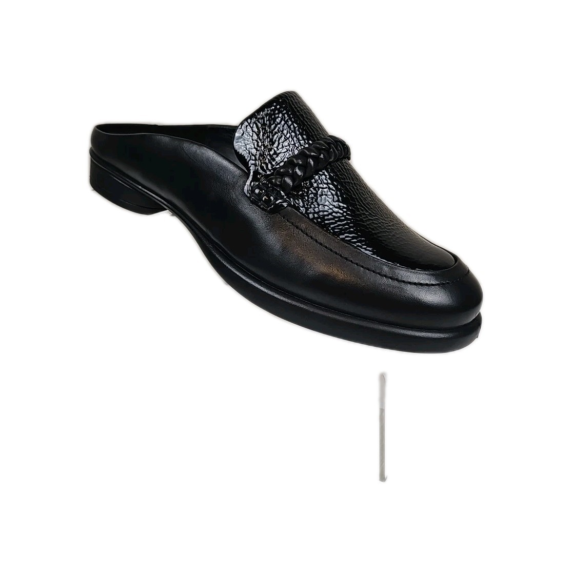 Ecco Sculpted Lx Women’s Black Leather Shiny Patent Mule Size 40 US 9-9.5 NEW