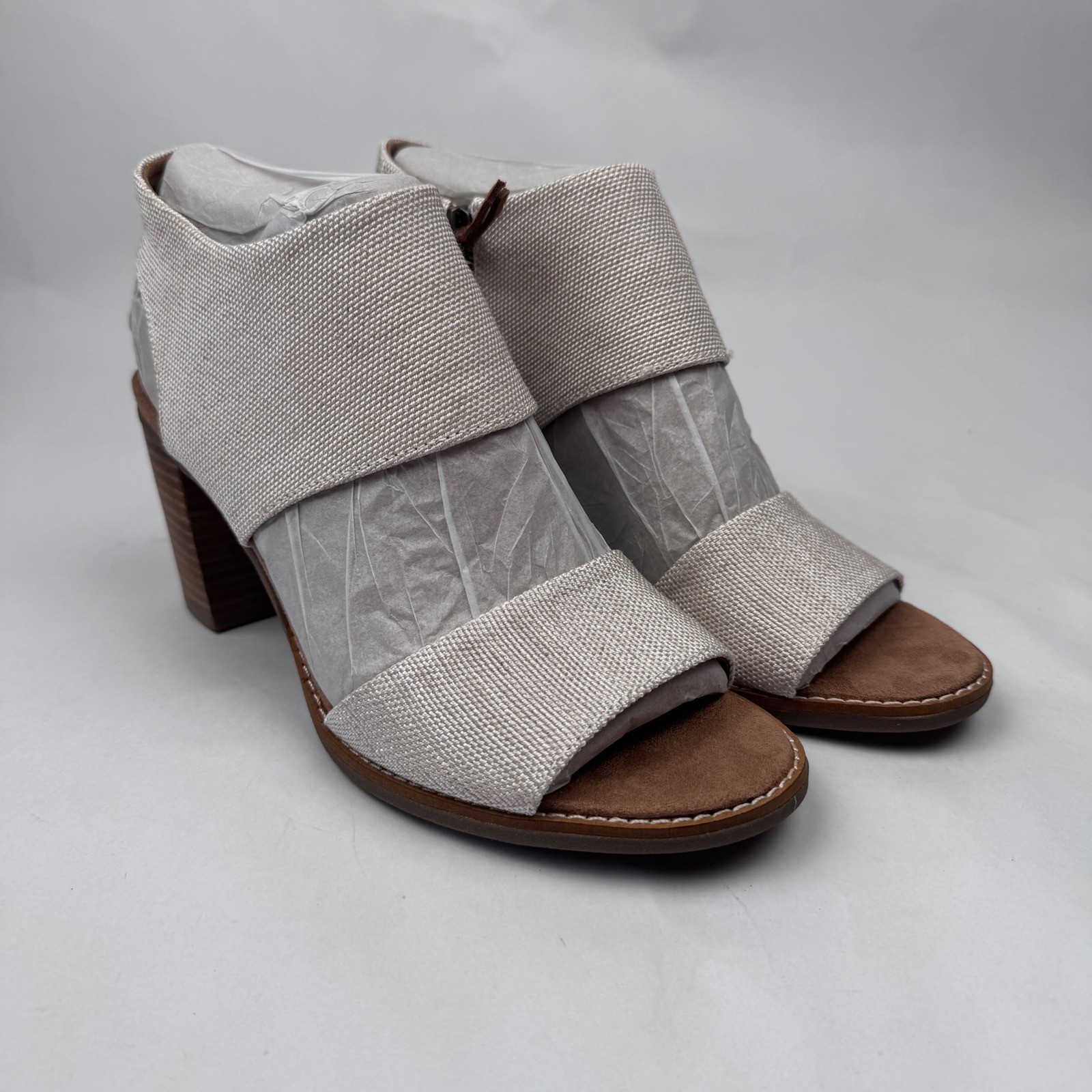 NEW Tom’s Women’s 10 Majorca Cutout Heels 3″ Natural Yarn Dye NO BOX