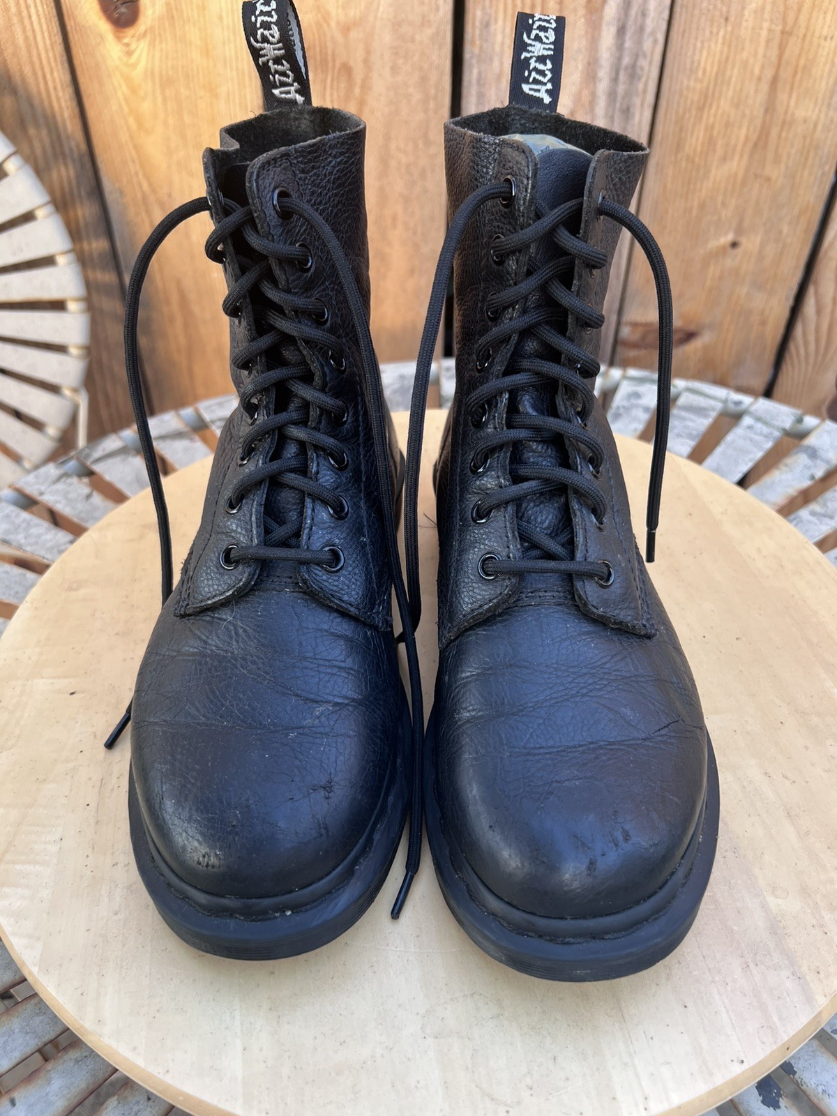 Dr. Martens 1460 Pascal Mono Women’s Sz 8 Black Virginia Leather Lace Up Boots