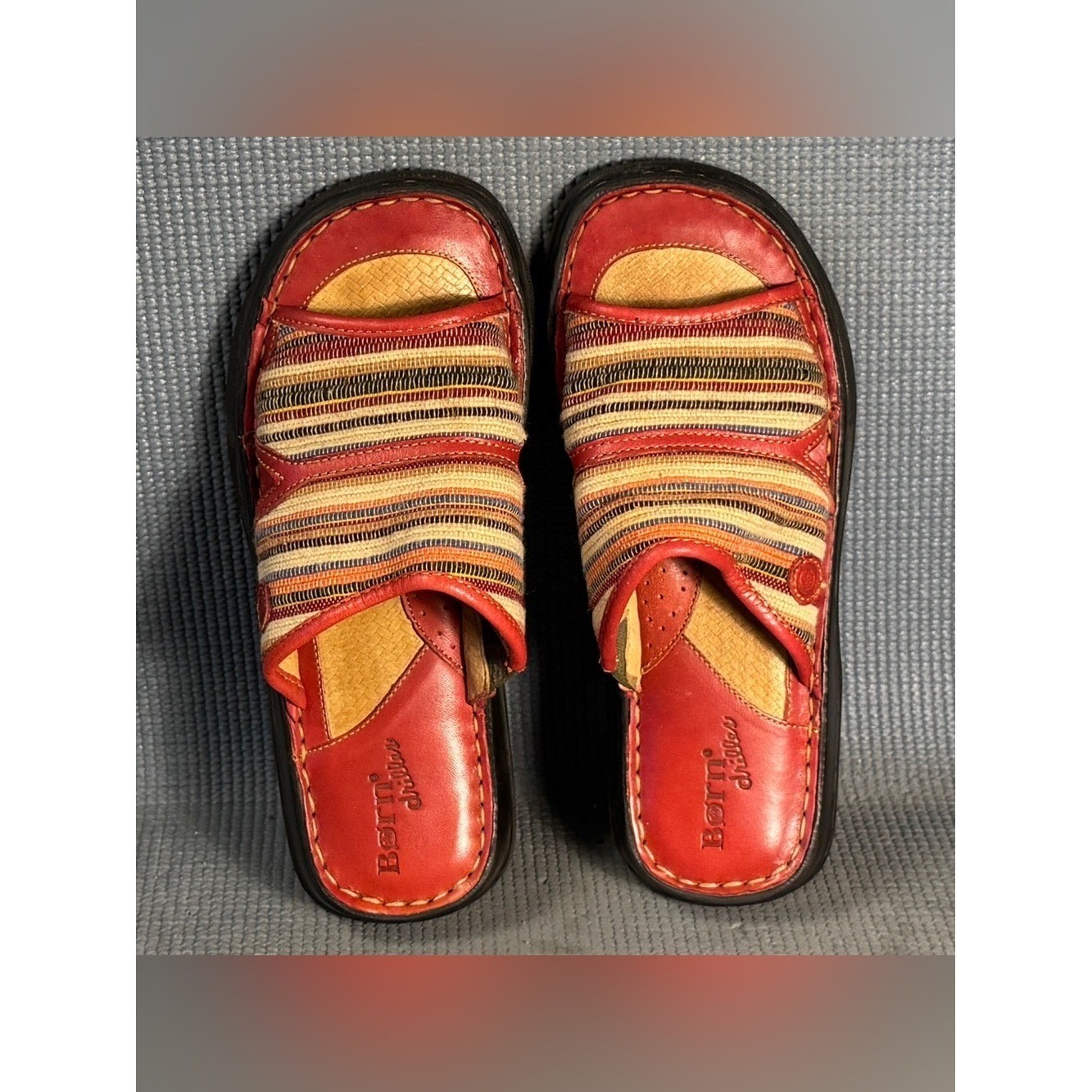 BORN Women’s Textile Leather Sandals Red Size 8 US 39 EU