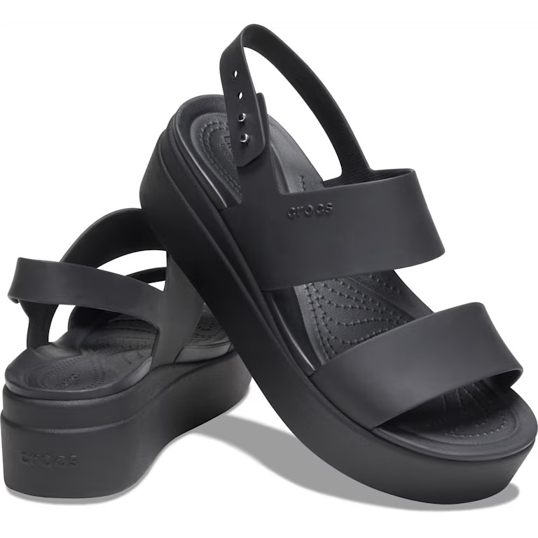 Croc’s Women’s Brooklyn Low Wedge Sandals In Black/Black Size 5 Brand New/Sealed