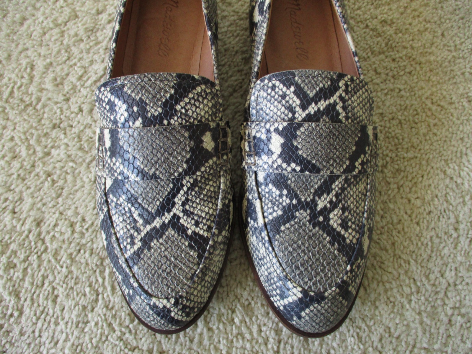 MADEWELL Alex Loafer Snake Print Leather Slip On Flats Women’s Size 7