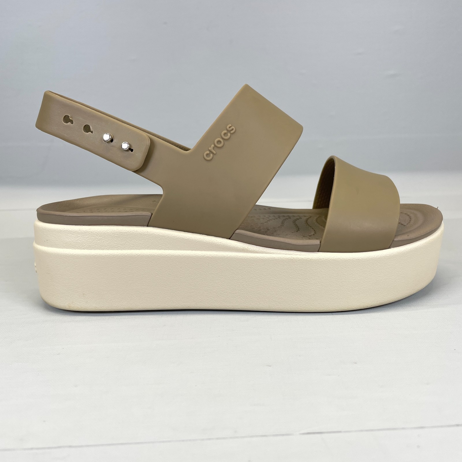 Crocs Brooklyn Wedge Sandals Womens Size 6 Brown Platform Slingback Casual Shoes