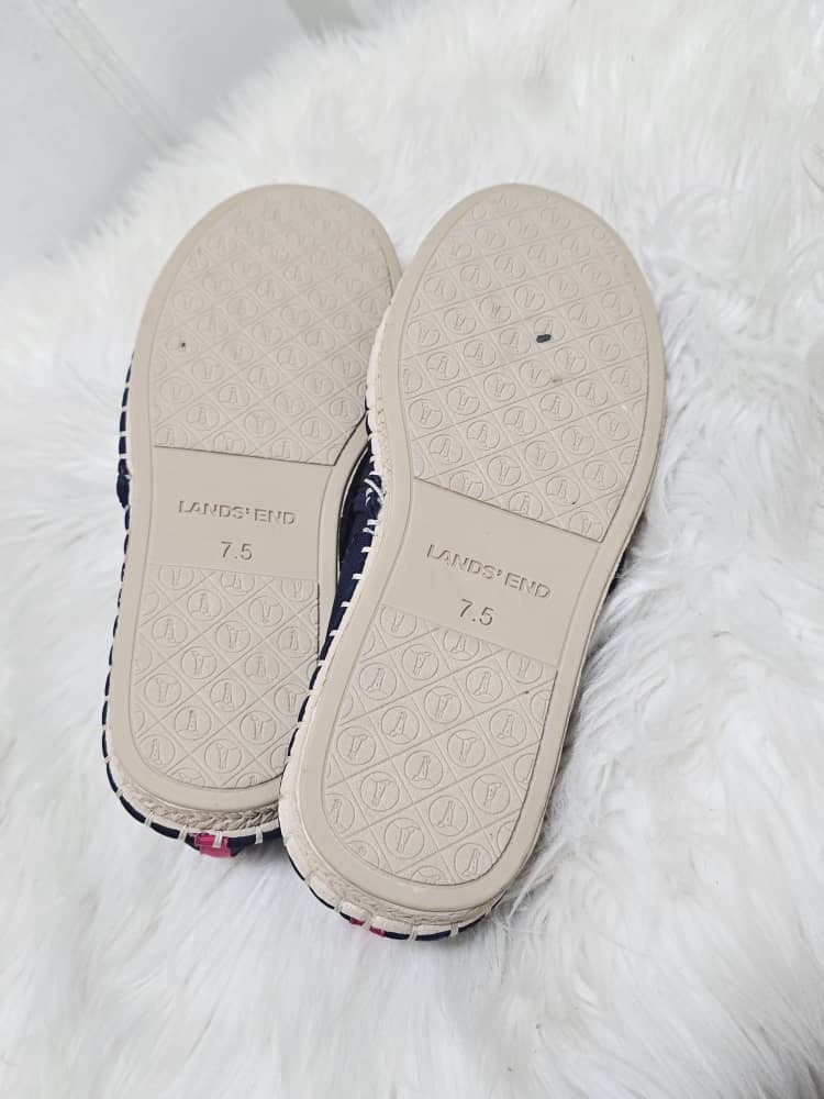 Lands’ End Espadrille Beach and Water Deep Navy Blue Shoe Women’s Size 7.5B