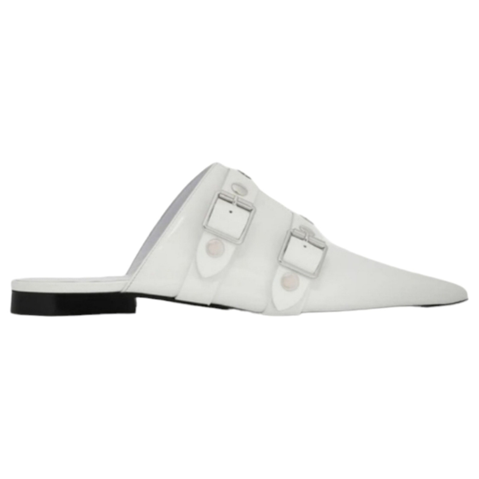 Victoria Beckham Patent Leather Studded Mules White EU 38 US 8 NIB $835