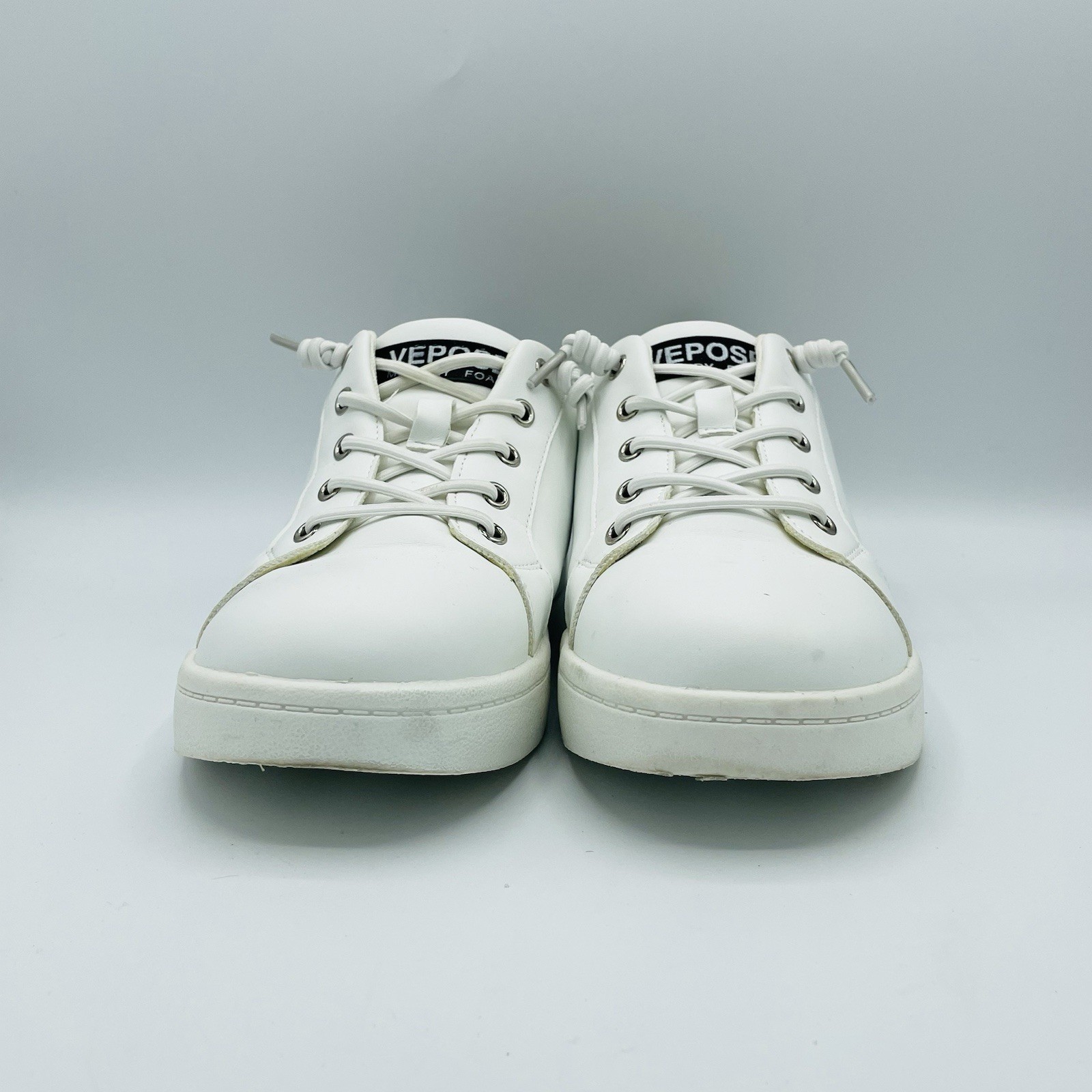 Womens Size 7.5 Vepose Shoes White Elastic Lace Up Slip On Comfort Sneakers