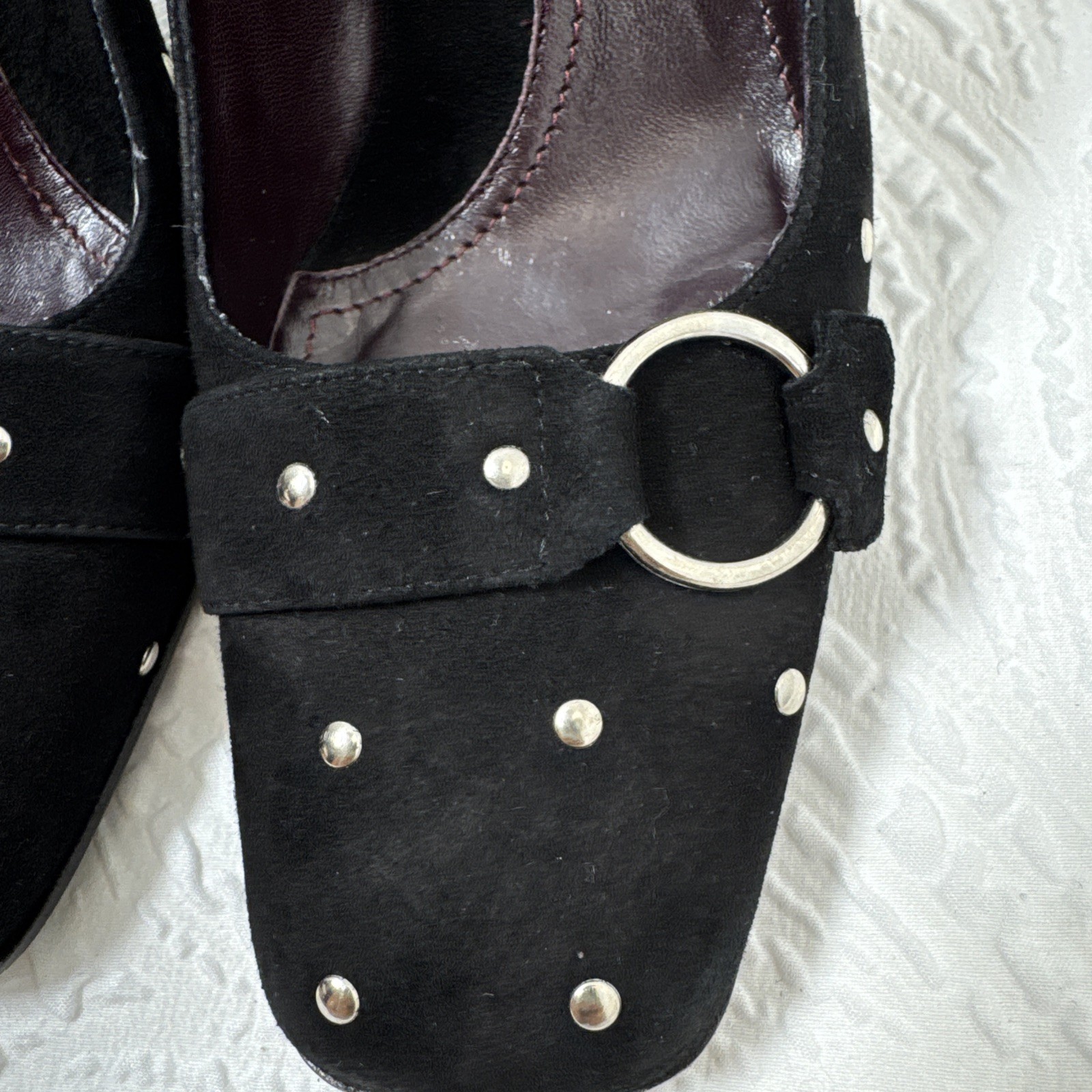VIA SPIGA V-FILARDO BLACK SUEDE Leather PUMP SILVER STUDS 7 M