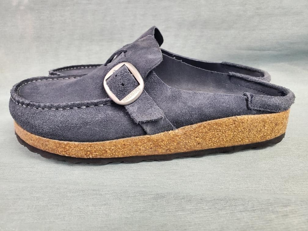 Birkenstock Buckley Suede Moccasin Clogs Bluish Greyish Mules EU 37 US 6-6.5