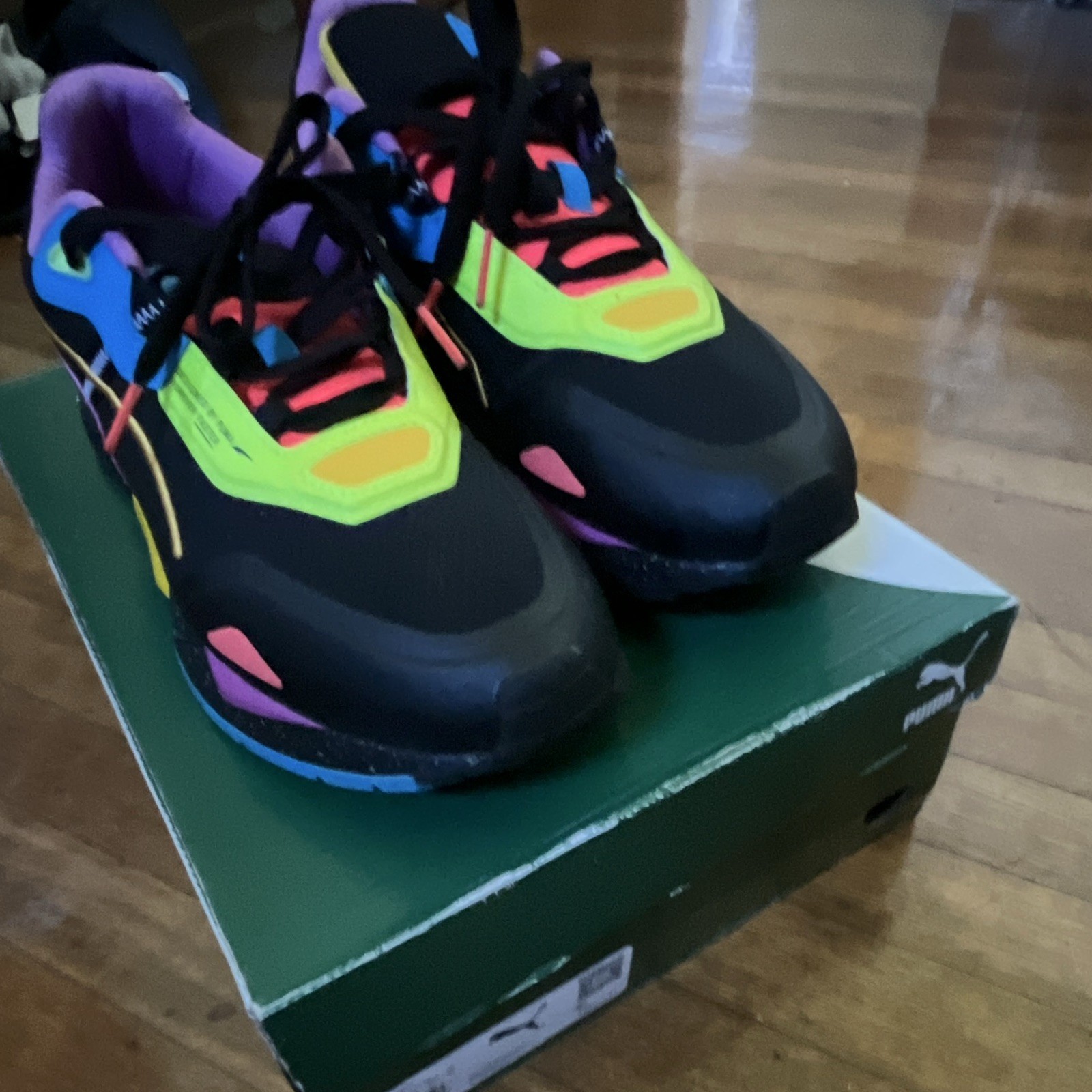 PUMA Men’s Low Top Lace-Up Athletic Sneakers Black Multicolor Colorblock