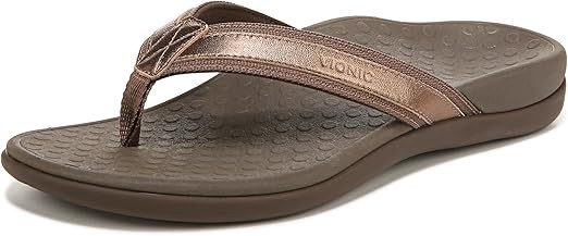 Vionic Tide II Orthotic Slip On Slides Thong Sandals Bronze Metallic Women’s 8