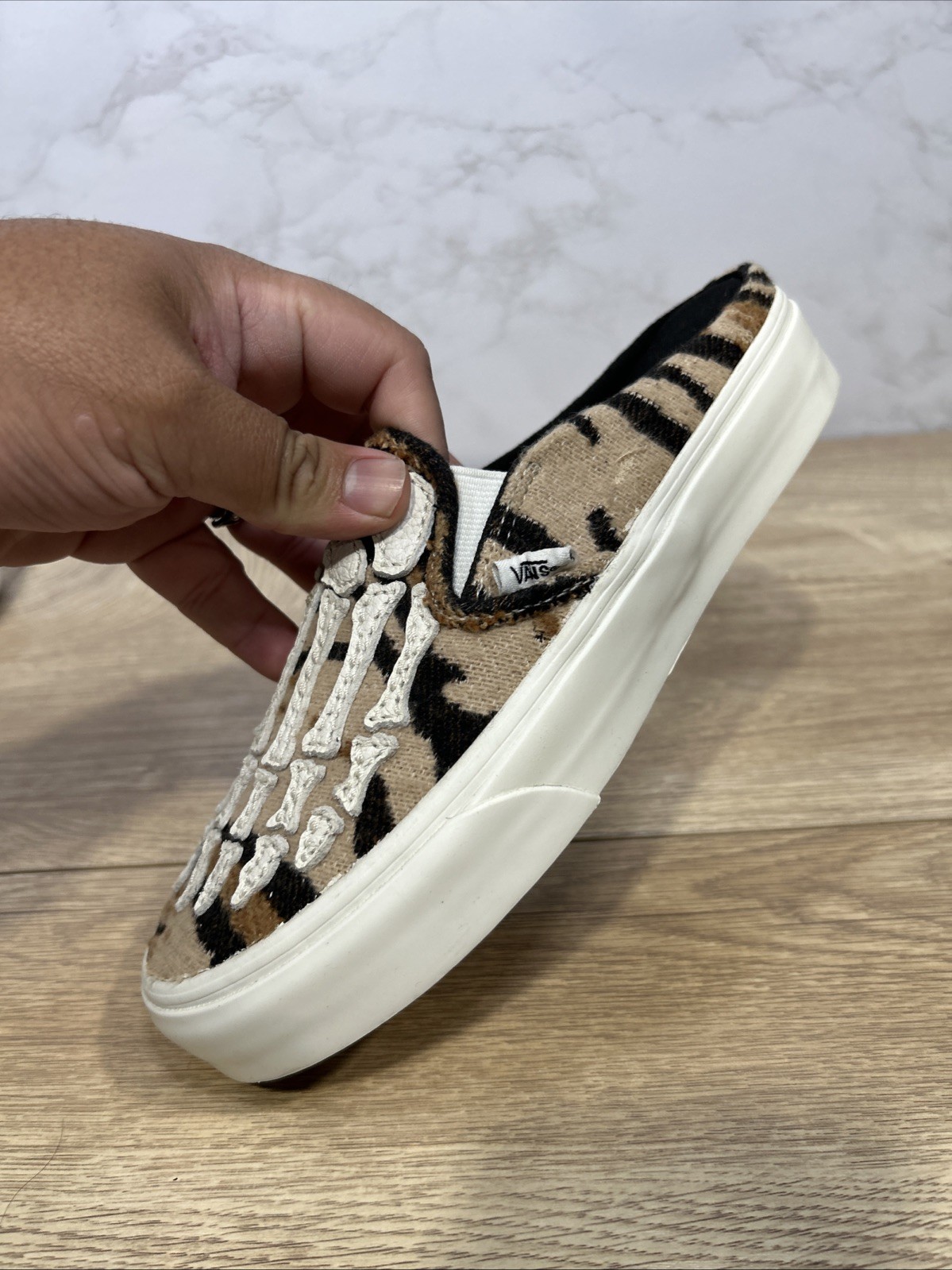 Vans Classic Slip On Mule Hazy Bones Skeleton Sneakers Women 721454 Sz 5.5 New