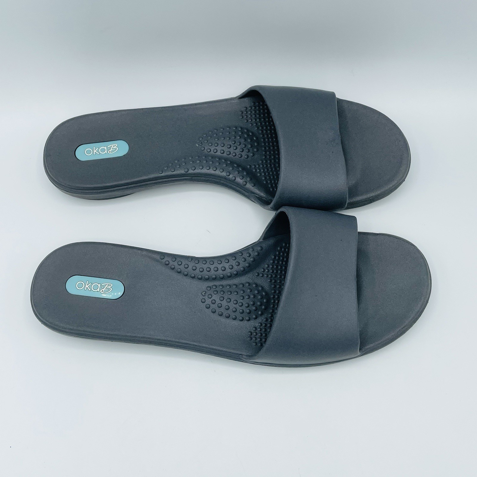 Women’s Size 8.5-9.5 (ML) Oka B Sandals Gray Comfort Heel Beach Made In The USA
