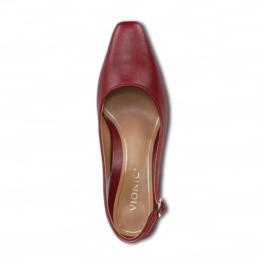 VIONIC Women Perris Slingback Heel, Cabernet Red Leather (NEW)
