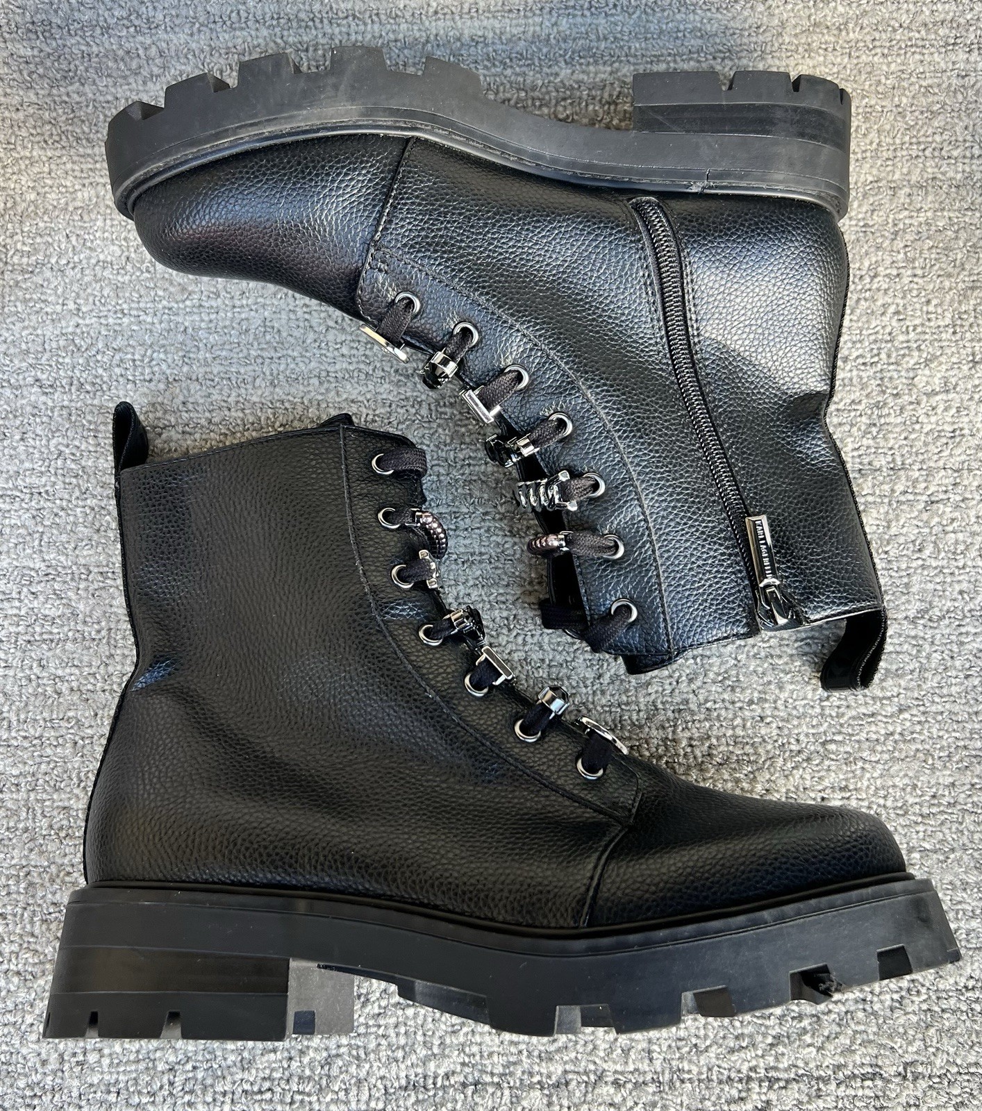 KARL LAGERFELD PARIS Mela Embellished Combat Booties Women’s Size 7.5 US