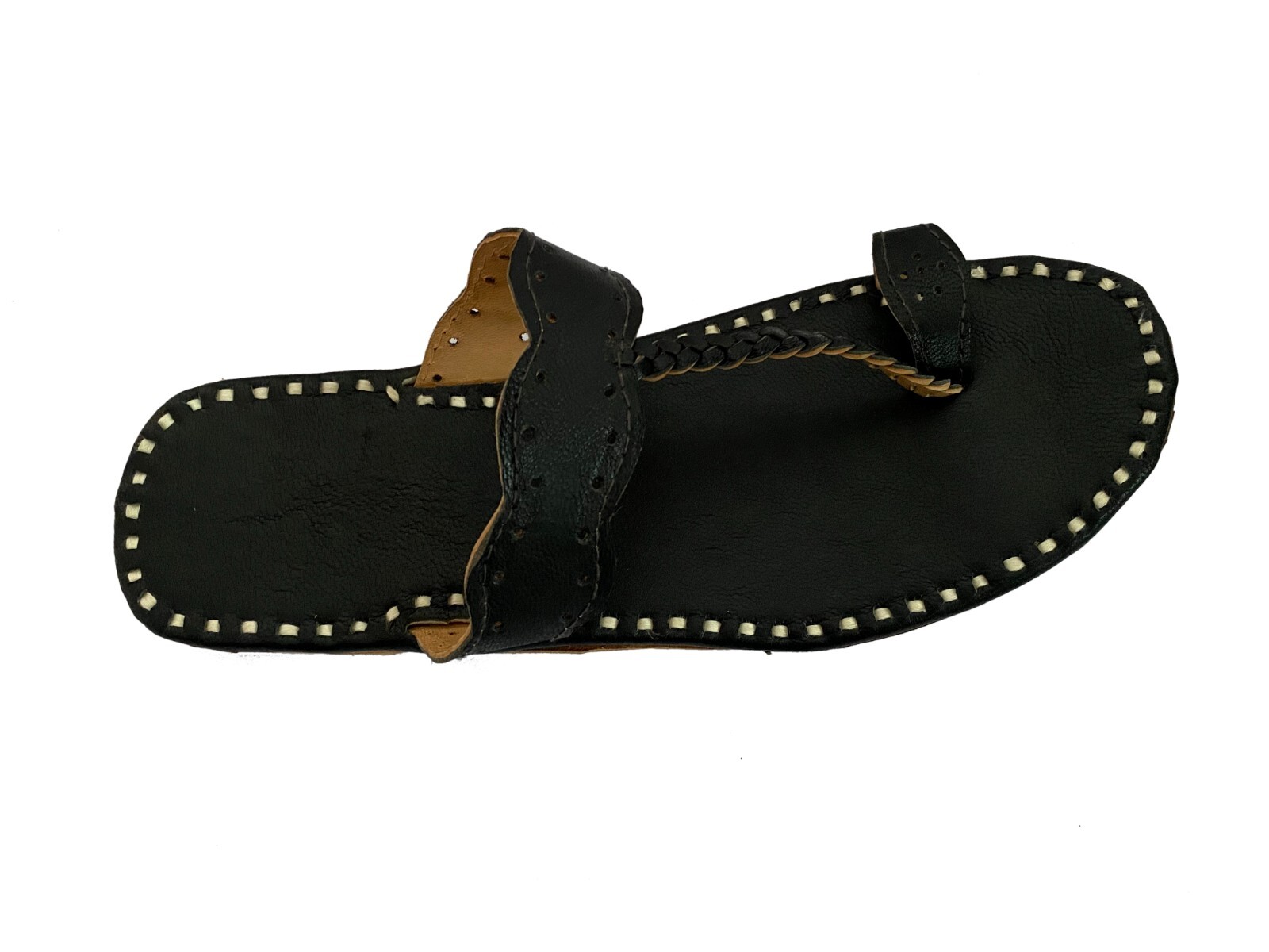 Womens Genuine Black Leather Daily Wear Casual Dress Sandals Slippers Girls Shoe