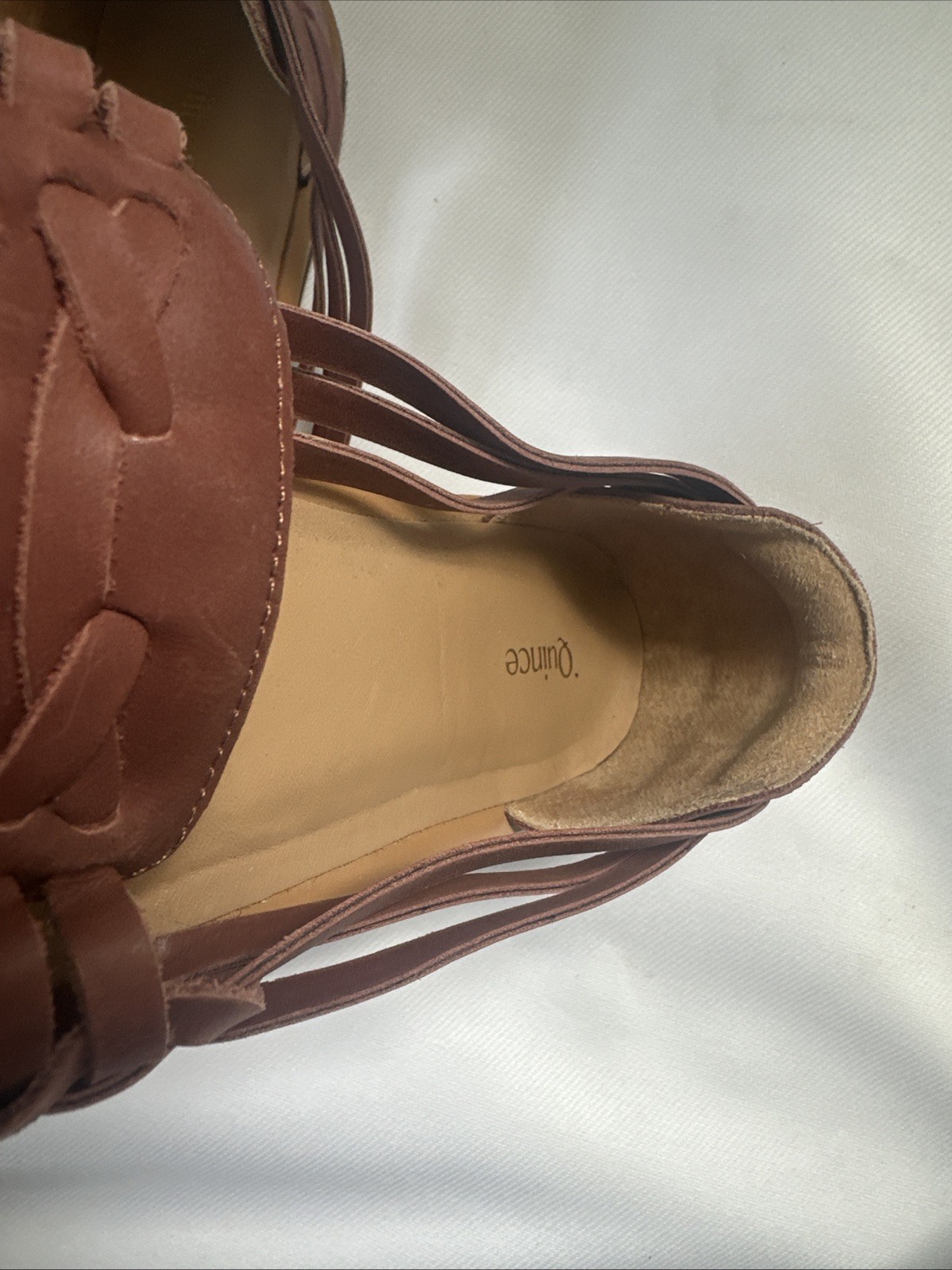 Quince Women’s 100% Leather Huarache Flat, Brown 6.5