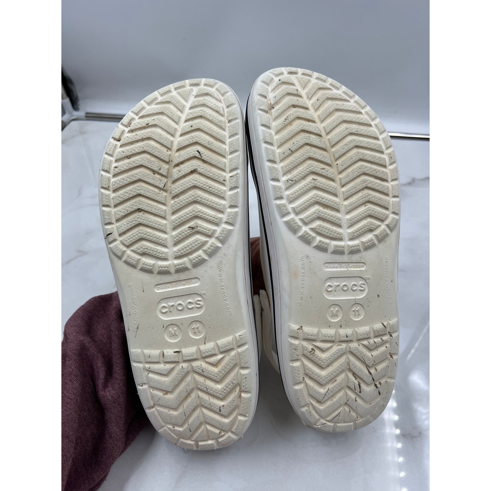 Crocs Crocband Clog White Black Stripe 11016-100 Mens Size M11