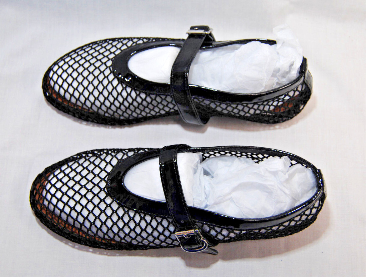 Divanne Women’s Black Mesh Flat Ballerina Mary Jane Shoes New T2355